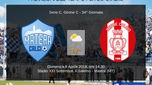 CALCIO - Il Meteo per Matera vs Rende del 8 Aprile 2018